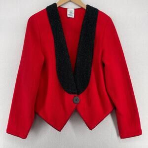 MARALYCE FERREE Jacket M Portland Maine 80s 90s Fleece Blazer Wool Blend Red VTG